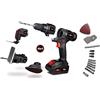 RACING RACPV18V4IN1 - Utensile senza fili 18 V 4 in 1 - Trapano avvitatore - seghetto alternativo - Levigatrice - Utensile multifunzione