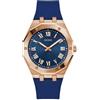 GUESS Orologio da uomo 42 mm - Cinturino blu quadrante blu cassa in oro rosa, Blu, classico