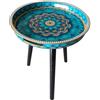 Simmer Stone Tavolini rotondi per interni con 3 gambe in legno staccabili, tavolino versatile, perfetto per tavolino rotondo da caffè, tè e tempo di relax, 45 cm (pois blu loto)