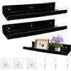 IETWATE 2 mensole da parete per bagno senza foratura, 30 cm, in acrilico, autoadesive, per decorare pareti e soggiorno, camera da letto, cucina, sala da pranzo (nero)