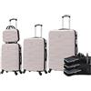 CELIMS - Valigia ABS, rigida, resistente, 4 ruote girevoli a 360°, leggera con lucchetto integrato., grigio, Set 4 pièces, 06-Grigio- et4