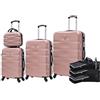 CELIMS - Valigia ABS, rigida, resistente, 4 ruote girevoli a 360°, leggera con lucchetto integrato., Oro rosa., Set 4 pièces, 06-RG-Set4