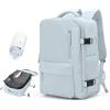 BOXSAM Zaino Sottovuoto Viaggio Con Pompa Zaino Easyjet 45x36x20 Aereo Bagaglio a Mano Zaini 15.6 Pollici Porta PC Casual Impermeabile Daypack Borsa da Cabina per Donna Uomo Blu