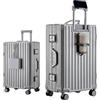 yuweijie Bagaglio a mano valigia e trolley in alluminio guscio rigido in policarbonato, valigetta da viaggio con 4 ruote, valigetta grande, serratura TSA, Argento, xxl, Trolley rigido in alluminio con.