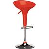 BAKAJI Sgabello Bar Cucina Altezza Regolabile Base in Acciaio Cromato e Seduta in ABS Girevole Casa (Rosso)