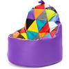 Ecopuf Yoko | Pouf a Sacco Patchwork Design | Puff Poltrona Sacco in Ecopelle per Interni Esterni | Pouf Poltrona con Maniglia | Poltrona a Sacco Relax Dim. 70X75 Cm