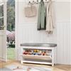 VOWNER Scarpiera Salvaspazio, Scarpiera Ingresso Slim, Panca Scarpiera da Ingresso, Regolabili, 90 x 31 x 52 cm, per Ingresso Casa, Bianco
