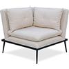 EVERGREENWEB MATERASSI & BEDS EVERGREENWEB - Poltrona angolare salotto Soggiorno, Stile Design Moderno contemporaneo in Tessuto, Poltroncina da Camera Schienale reclinabile Gambe in metallo, Sedia Modulare Angolare Beige - EVA