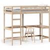 vidaXL Letto Soppalco con Scrivania 75x190 cm Legno Massello Pino