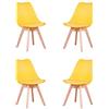 GrandCA HOME Set di 4 Sedie Imbottite per Sala da Pranzo Con Gambe in Legno Massello di Faggio, Adatte per Sala da Pranzo, Soggiorno, Cucina, Camera da Letto, Giallo