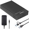 Tccmebius Case Esterno Disco Rigido 3,5 Hard Disk Enclosure USB 3.0 per 2,5/3,5 Pollici SATA HDD SSD Fino a 22TB, con Alimentatore 12V/3A Cavo USB A/C, Supporto UASP Funzione Sonno Automatica (TCC-S8)