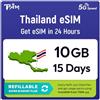 TSIM eSIM Thailandia | Piano Ricaricabile da 10GB! Codice QR inviato via email entro 24 ore - Scansiona e Usa | Attivazione Automatica con Validità di 15 Giorni | 5G | Solo Dati,Nessun Numero di Telefono