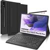 JADEMALL Custodia Tastiera per Samsung Galaxy Tab S7 FE/S7+ Plus/S8+ Plus 12.4, Cover Tastiera Retroilluminata Bluetooth Staccabile con Portapenne S Pen holder, Layout Italiano QWERTY, Nero