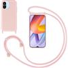 GoodcAcy Cover con Collana per Xiaomi Redmi A1/Redmi A2,Custodia Silicone Liquido con cordini,Custodie con Regolabile Collana Antiurto AntiGraffio Case con Laccio Tracolla per Xiaomi Redmi A1/Redmi A2,Pink