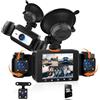 Rimoody 4 Canali Dashcam Auto 360°, 4 Telecamera HD 1080P Anteriore e Posteriore Sinistra Destra, 2.4 Pollici IPS Dash Cam con Visione Notturna IR/Loop Video/24H Parcheggio Monitor/G-Sensore con 64 GB Carta