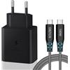 DBZYLN Caricatore 45W per Samsung Galaxy S24,S23,S22 Ultra,S24+ S23+,S22+,S21,S20,A54,Galaxy Tab S8 Ultra Caricabatterie Tipo C Ricarica Rapida USB C Carica Alimentatore con Cavo in Nylon - Nero