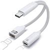 IVIVTOR Adattatore USB-C OTG - Splitter Cavo 2 in 1 con Ricarica Rapida PD 100W & USB-A 2.0 per Laptop Tablet Telefono - Bianca