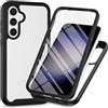 RonRun Cover Samsung Galaxy S25, Antiurto 360 Gradi Full Case con Protezione per Schermo Incorporata, Trasparente Rugged TPU Bumper Doppia Protettiva Case Nero