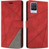 SONWO Cover per Realme 8 / Realme 8 PRO, Flip Caso in PU Pelle Case Cover Custodia con Slot per Schede e Supporto Stand per Realme 8 / Realme 8 PRO, Rosso