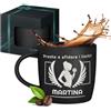 Maverton Tazza da caffè latte o tè in ceramica - 400 ml - Incisione personalizzata - Bicchiere con manico per bevande per Lei - Tazze da colazione per compleanno donna - Interno nero - ali
