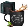 Maverton Tazza da caffè latte o tè in ceramica - 400 ml - Incisione personalizzata - Bicchiere con manico per bevande per Lei - Tazze da colazione per compleanno donna - Interno nero - nonna