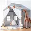 besrey 2 in 1 Tenda per Bambini besrey, Tenda Casetta da Gioco con 2 Porte e 4 Finestre, Tenda da Gioco per Bambini Interni ed Esterni con Tappetino Imbottito, Luci Fatate e bandierine (Grigio)