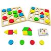ZUNIPLEX Gioco di abbinamento di colori e forme, giocattoli Montessori per 3 4 5 6 anni, 2 set di giocattoli + 32 flashcards, i bambini imparano forme e colori, regalo adatto per i bambini