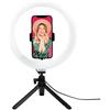 Juice Social - Anello luminoso LED da tavolo per selfie, con supporto per telefono e gambe estensibili, per vlogging, trucco, streaming, colore: nero