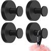 Hshenjhu 4 Pezzi Ganci Ventosa Bagno, Nero Ganci a Ventosa Senza Foratura, Asciugamani Gancio a Ventosa in Acciaio Inox, Gancio Accappatoio Doccia per Cucina, Servizi Igienici, Cucina, Ufficio