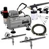 SOFTTO Set di compressori d'aria professionali AC-18 Pistola a spruzzo elettrica Set di vernici spray for hobby Spruzzatore for nail art con tubo dell'aria intrecciato Più potente ed efficiente