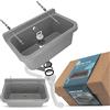 Instalguru Lavandino da Camera Lavabo Commerciale Industriale Profondo Esterno Giardino Garage Lavanderia Bagno Fabbrica 55 x 34 x 21 cm Grigio Polipropyleno Vasca Singola