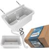 Instalguru Lavandino da Camera Lavabo Commerciale Industriale Profondo Esterno Giardino Garage Lavanderia Bagno Fabbrica 55 x 34 x 21 cm Bianco Polipropyleno Vasca Singola