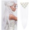 Gairyan 60cm Extension Capelli Clip Bianco 8 Fasce Set Clip in Hair Extensions Lisci Posticci per Capelli Finti Extension a Clip Naturali Sintetici Lungo Dritti, White