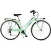 AIRBICI Bicicletta da corsa Donna Fusion Lady 28. Bicicletta da donna a 6 velocità, telaio in acciaio, cerchi in alluminio, luci a LED, portapacchi, cavalletto, cambio Shimano. (Verde acqua)