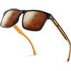 Wrimen Occhiali da sole polarizzati-uomo-donna-UV400-unisex-classici-retro-protezione occhiali da sole rettangolari occhiali da sole neri occhiali da sole ultraleggeri per ciclismo guida pesca, 3-marrone.