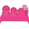 COSORO Tovaglia in plastica 69P rosa shocking per feste, piatti di carta, tovaglioli e bicchieri per Barbie, decorazione per feste di compleanno per bambini e adulti, per feste di Natale
