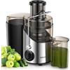 JUILIST Centrifuga Frutta e Verdura, Scivolo di Alimentazione da 65 mm, 3 Impostazioni, con Spazzola per la Pulizia, Facile da Pulire, Senza BPA, Argento