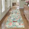 HUGEAR Verde Tappeto Cucina 60x240cm Tappeti Corridoio Passatoia Scendiletto Antiscivolo Lavabile Moderno Motivo Floreale Lungo Rettangolare Pelo Corto Rug