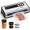 FRESKO Macchina Sottovuoto Alimenti Automatica, 140W con Doppia Sigillatura a Caldo, Modalità Secco/Umido,Include 10 Sacchetti Pre-tagliati e 4 Kit sigillatore Mason Jar