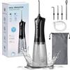 RWSRW Idropulsore Dentale Portatile 2025,350ml Irrigatore Orale Senza Fili,4 Modalità E 4 Ugelli Water Flosser, IPX7 Impermeabile, Idropulsore per la cura e la pulizia del cavo orale, Nero