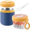 Acasimo Tazza per cereali in acciaio inox, 2 in 1, con cucchiaio, 530 ml + 330 ml, portatile, a prova di perdite, adatto per congelatore, lavastoviglie, adulti (blu)