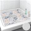 Lurowo Tappetino da doccia antiscivolo, in PVC, morbido e confortevole, per piatto doccia, ad asciugatura rapida, per bagno, piatti doccia (foglie, 53 x 53 cm)