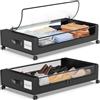 SPEEDEVE 2 Pezzi Contenitori Sottoletto con Ruote 50L Cassettiera con PVC Coperchio Salvaspazio Organizer per Vestiti Scarpe Libri Giocattoli Coperte,Nero,2 pezzi