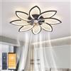 Narwhal LED Ventilatore da Soffitto, ventilatore da soffitto con luce e Telecomando, Lampadario ventilatore da soffitto con Timer, Luminosità e Temperatura Colore Regolabili (8 luci/72W, Nero)