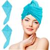 nice homeit Set 2 Asciugamani Capelli Turbante - 100% Cotone filato ad anello, Morbidi e confortevoli. MADE IN ITALY (AZZURRO)