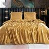 ROOEE Set completo di biancheria da letto in raso di seta, 6 pezzi, lenzuolo con angoli, copripiumino, 4 federe. Colore: oro opaco. Dimensioni: king size