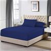 MistyMorning Lenzuolo con Angoli Extra Profondi 16''/40 cm, Lenzuola in Cotone Egiziano con 200 Fili, Biancheria da Letto e Biancheria di qualità Morbida e Premium (Blu Scuro, Matrimoniale)