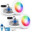 LyLmLe Proiettore Piscina LED con Filettatura 1 1/2, 25W Lampade Piscina RGB Multicolore con Telecomando Controllore, Ø242mm, 12V AC IP68 Impermeabile Subacquee Luci per Piscine Cemento, Set 2