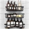 Diwoker Mensola Doccia Angolare Senza Foratura, Porta Sapone per Doccia Porta Shampoo Bagno Accessori Nero (Nero, 3 Pezzi)