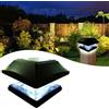 XVZ Lampada solare cappello palo legno, luci solari per esterni, impermeabili, luci solari a LED, decorazione da giardino per giardino, terrazza, recinzione, pali in legno - Nero